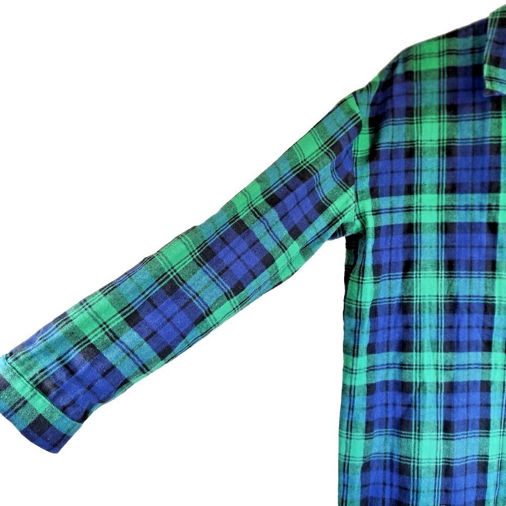 Blu Pepper Womens Boho Flannel‎ Shacket Size M/L Jacket Blue Plaid Fringe Hem - Picture 7 of 8